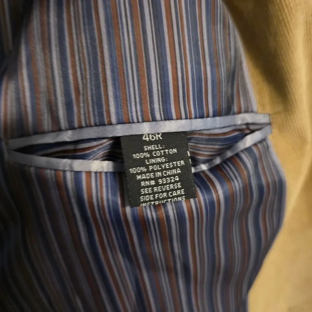 Madison Micro Corduroy Single-Breasted Blazer Sport Coat 46R